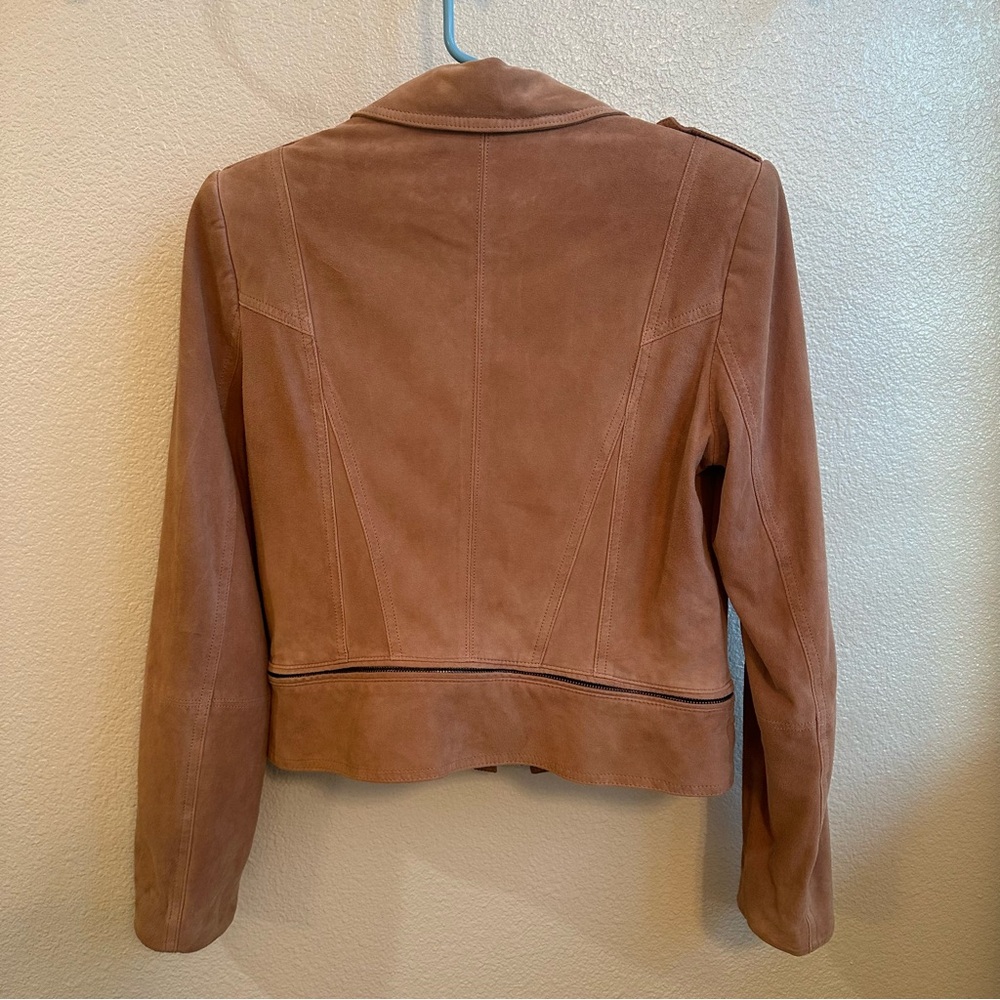 White House Black Market Women's Tan Suede Leather Jacket size M - Picture 3 of 5